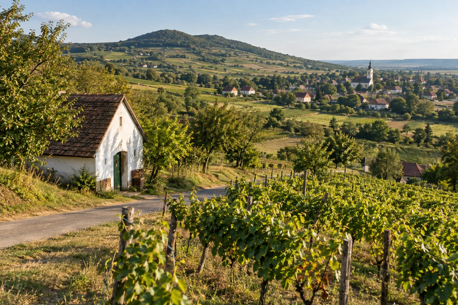 Illustrative Weinlandschaft nach südungarischem Vorbild